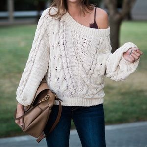 Express balloon sleeve soft knit sweater